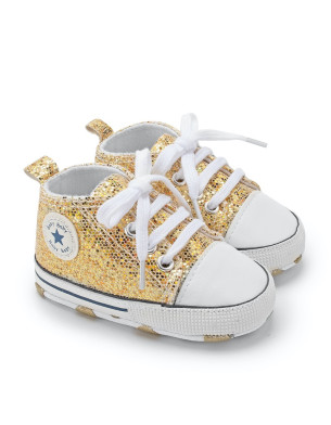 First Walker Casual sequins canvas shoes soft sole prewalker toddler baby Ankle shoes Gold